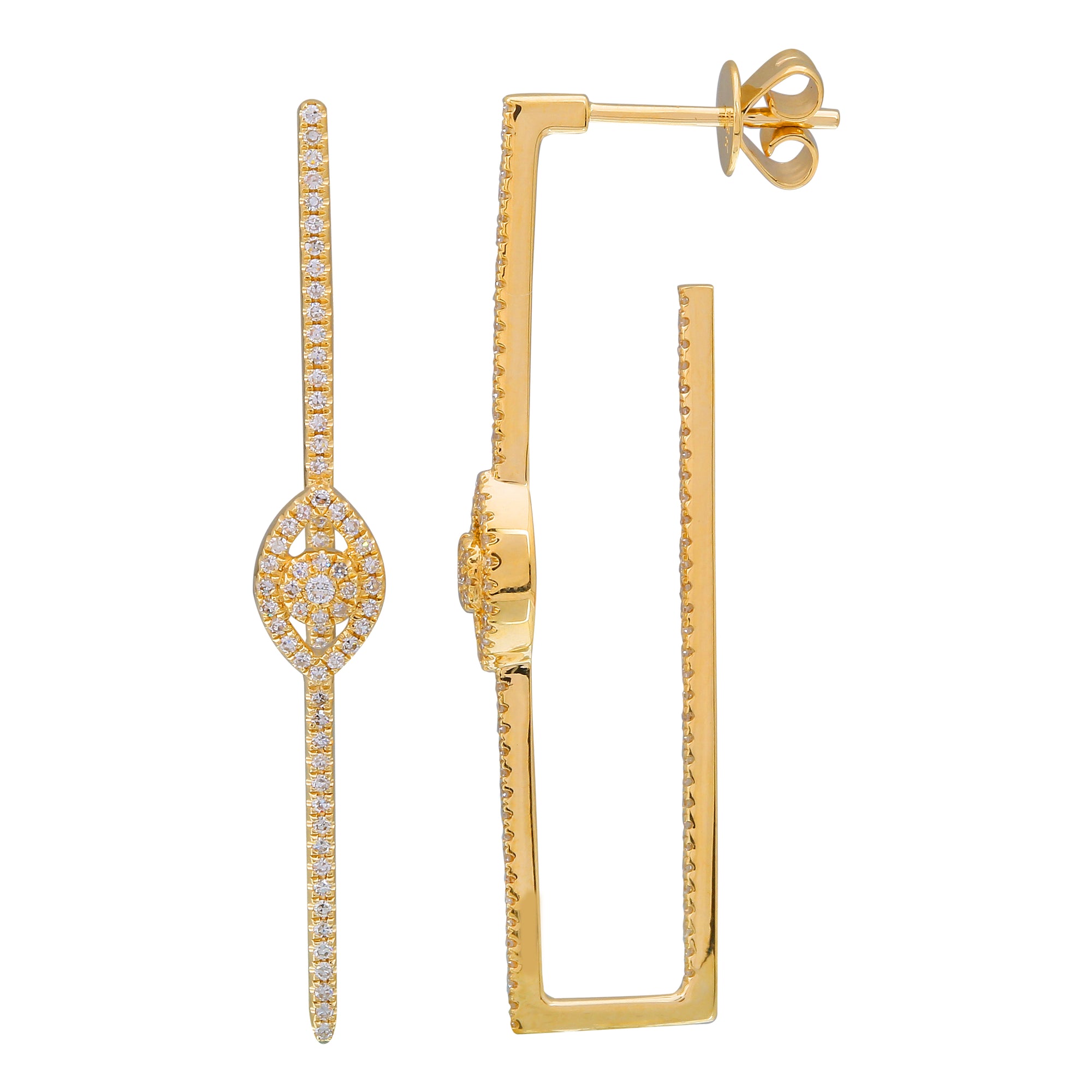 Evil Eye Long Rectangle Hoops.