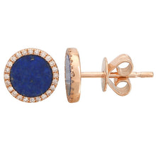 Rose Gold Gemstone Big Halo Stud Earrings - ECOMARK Diamonds