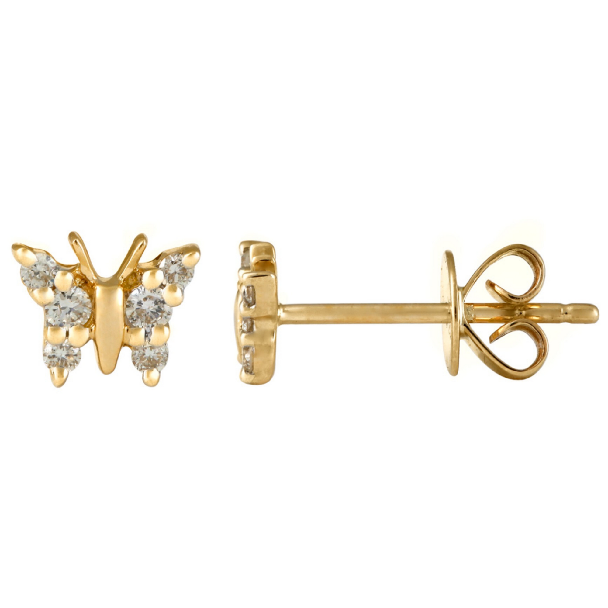 Yellow Diamond Butterfly Studs.