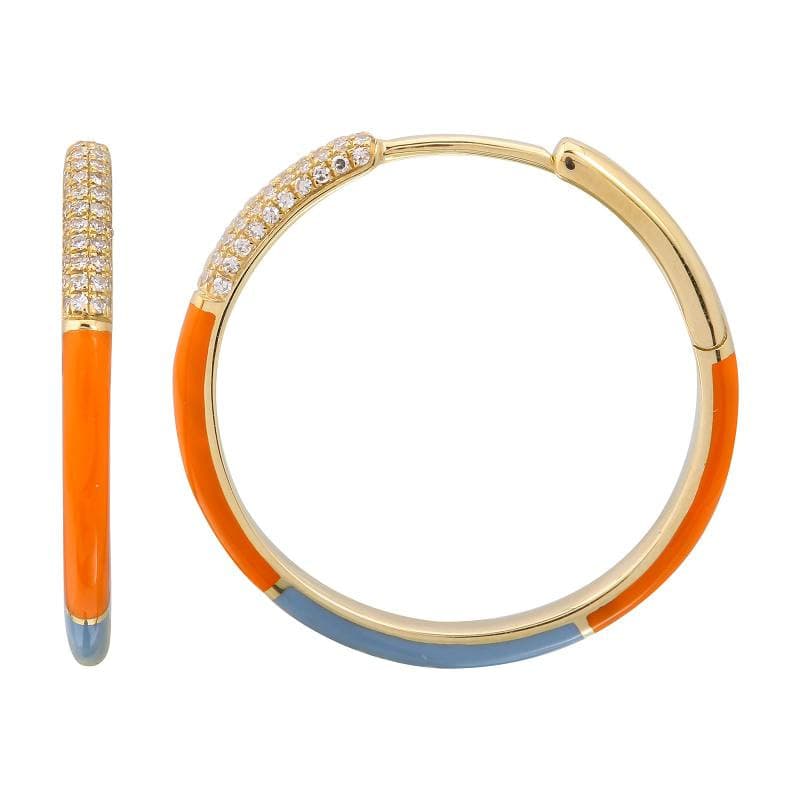 Color Block Enamel Hoop Earrings 24mm.