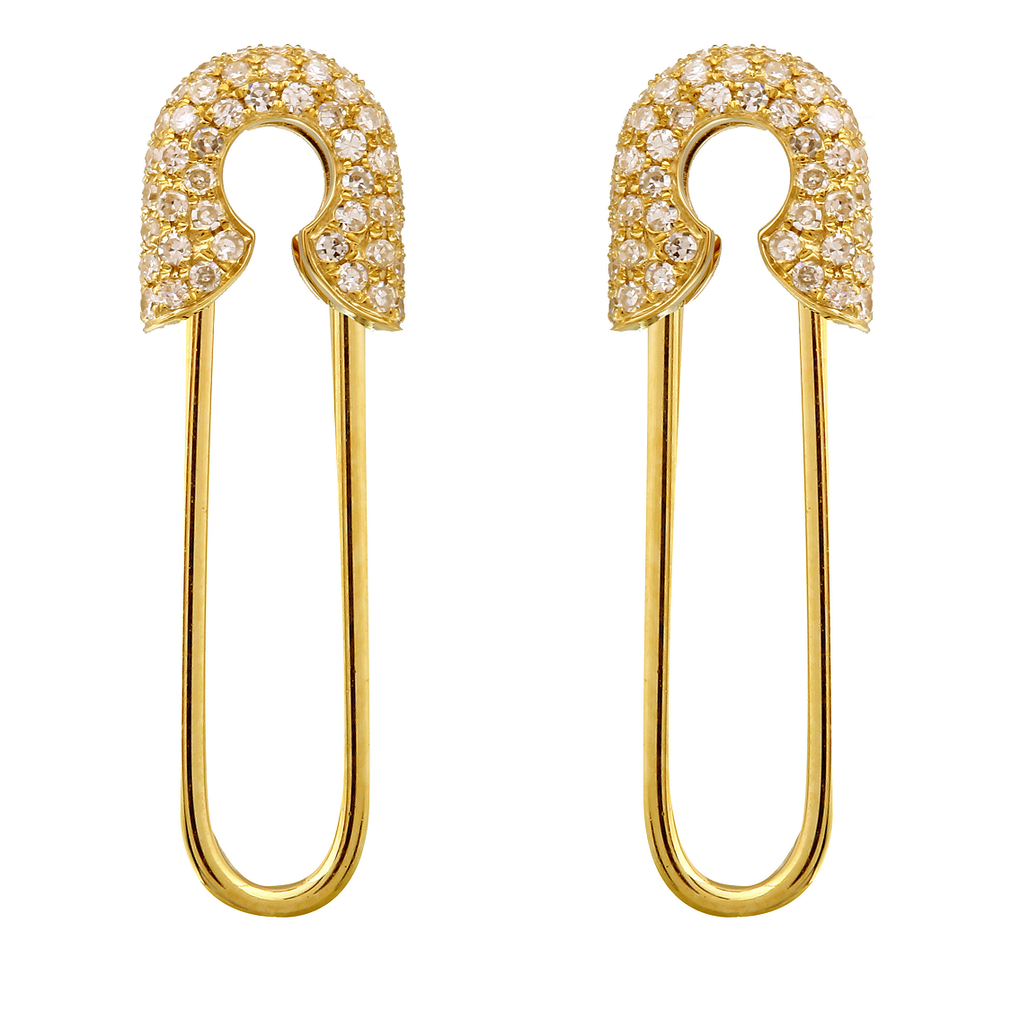 Endless Safety Pin Crawler Earrings.