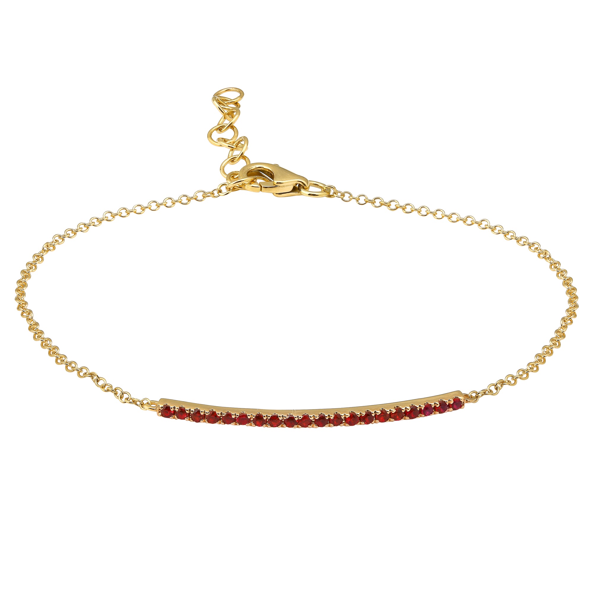 Ruby Skinny Bar Charm Link Bracelet.
