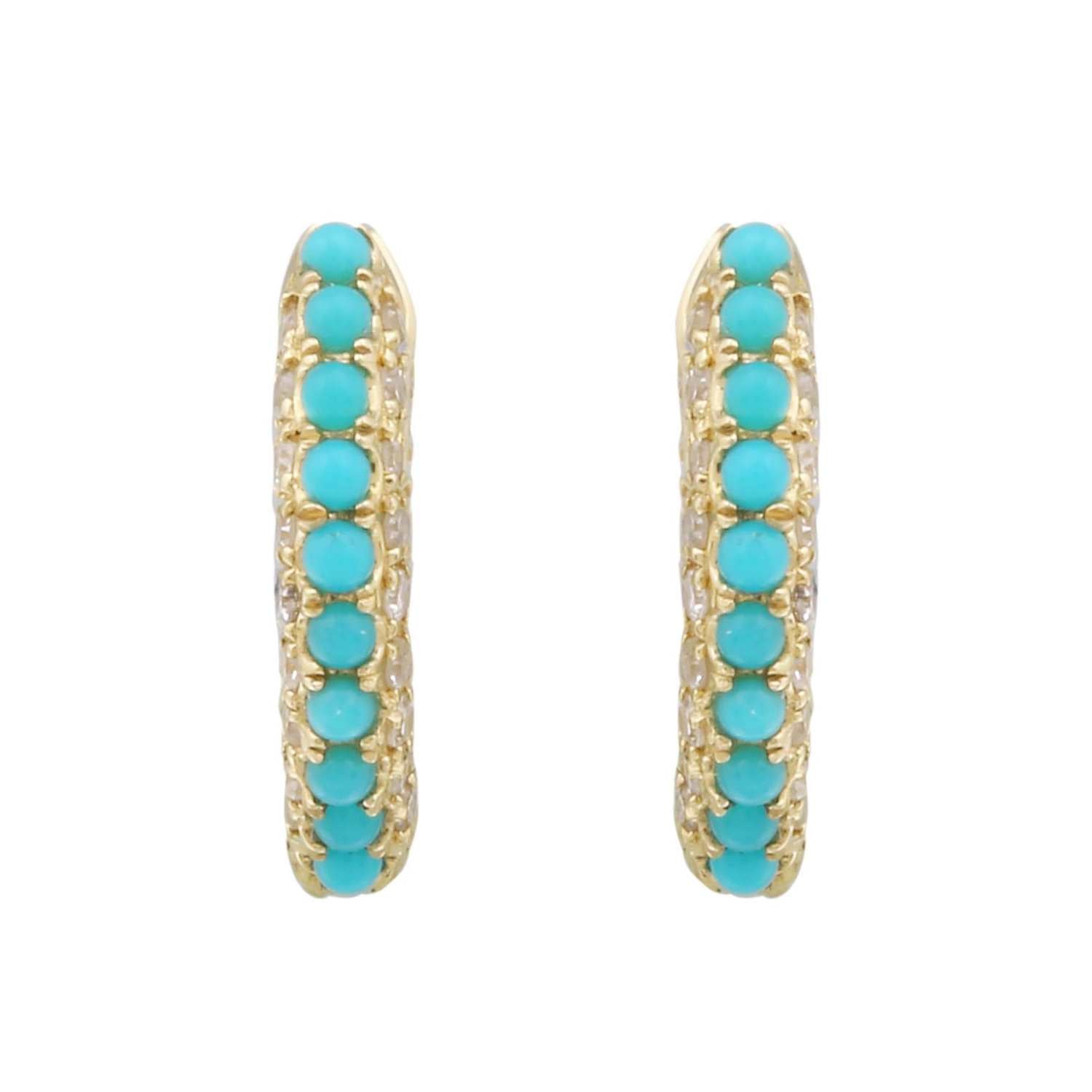 Beaded Diamond Turquoise Hoops.