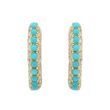 Beaded Diamond Turquoise Hoops.
