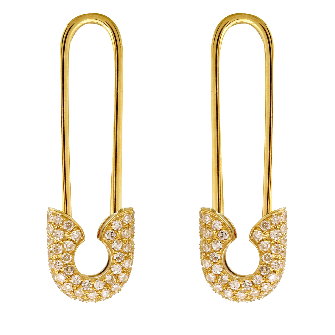 Endless Safety Pin Crawler Earrings.