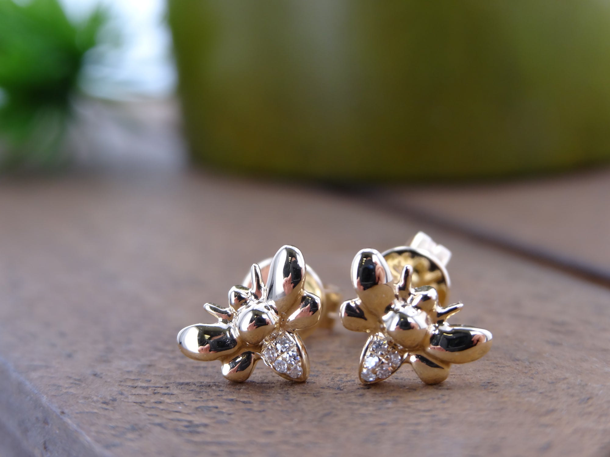 Diamond Bee Earrings.