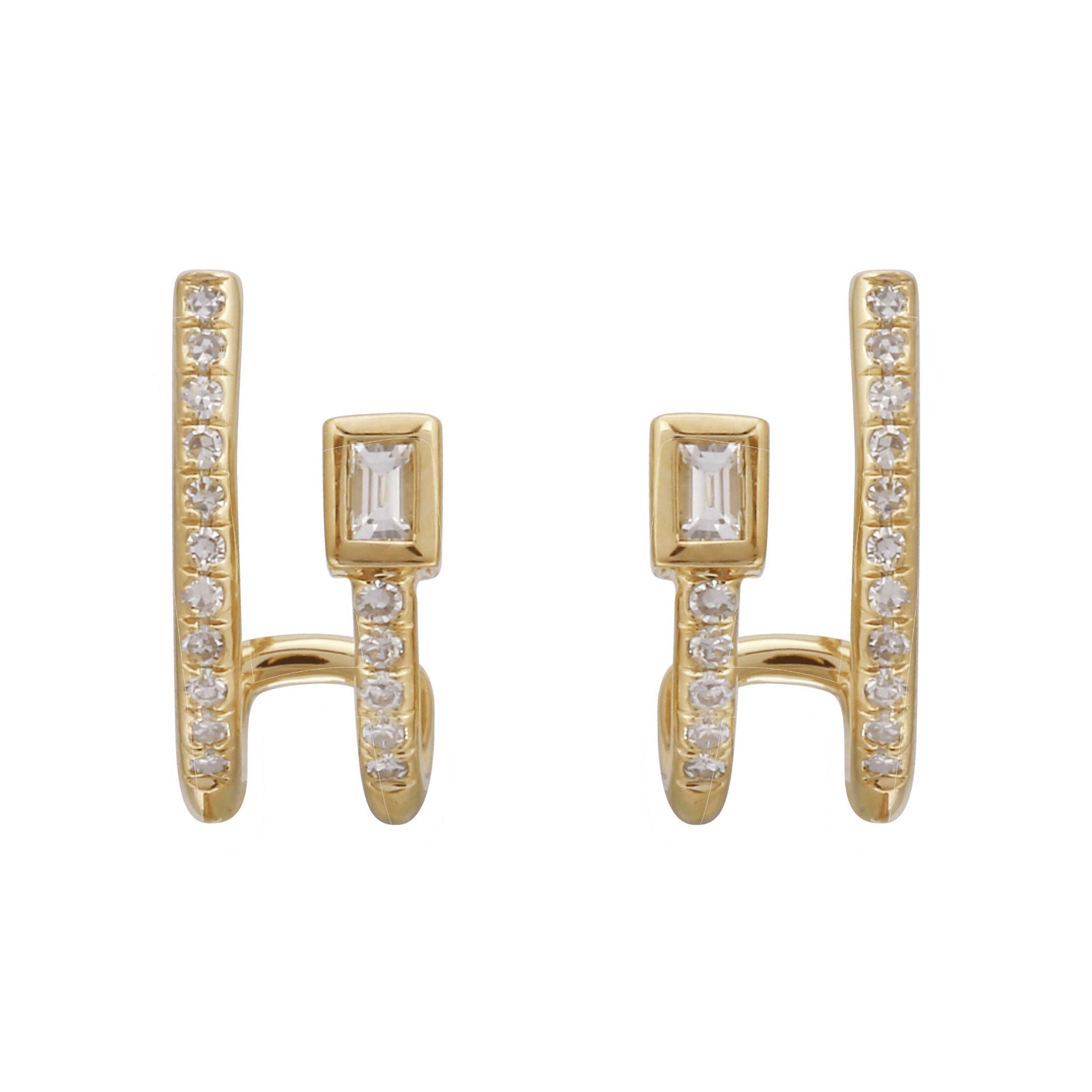 Baguette Lobe Cuff Earrings.