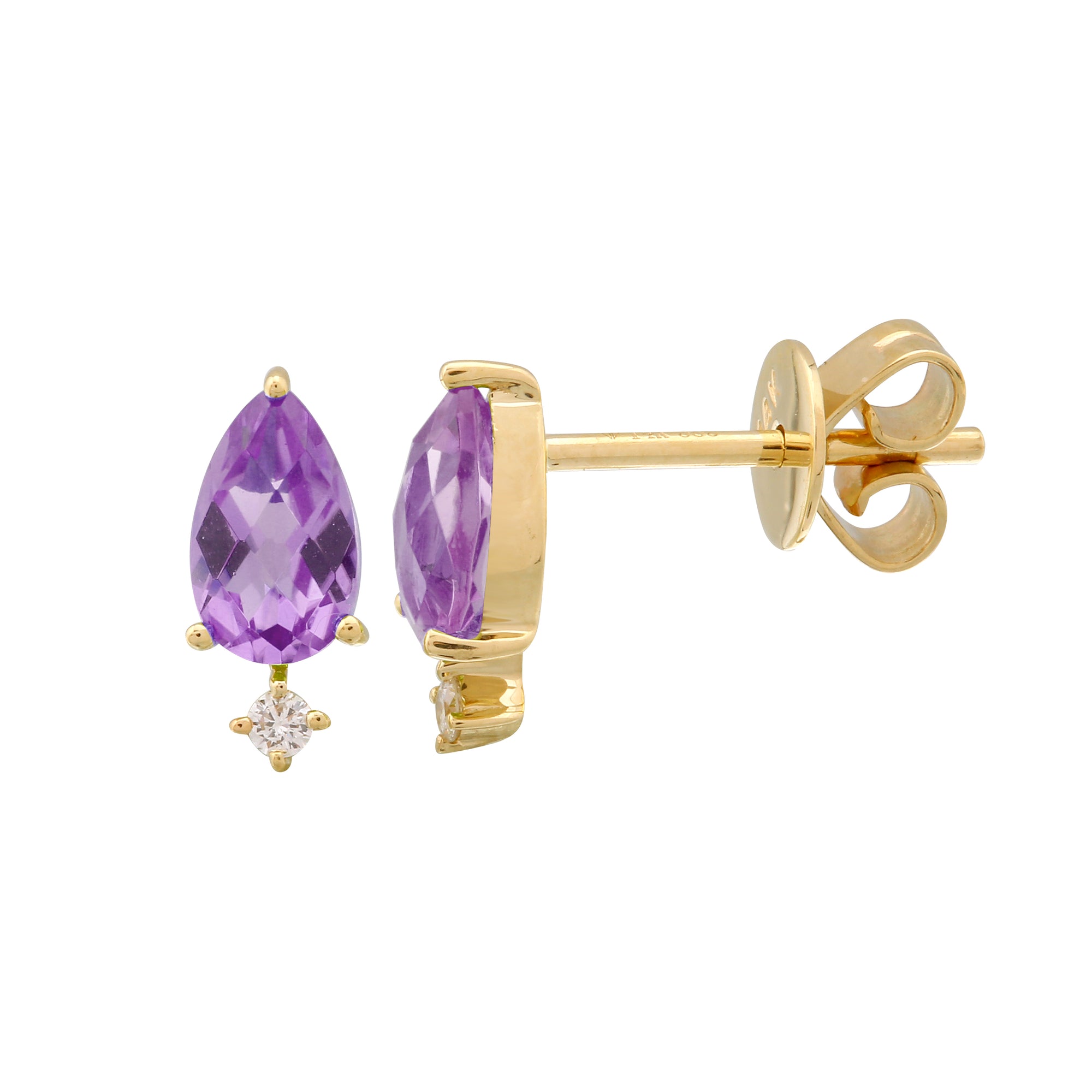 Amethyst Pear Stud Earrings.