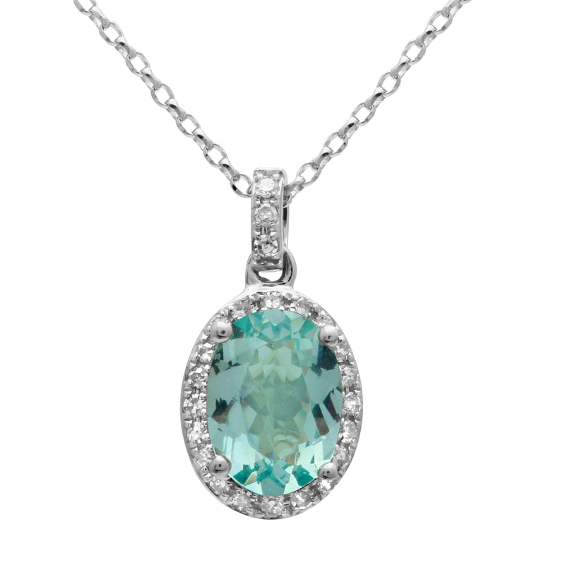 Oval Apatite Halo Pendant.
