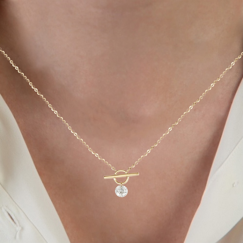 Drilled Diamond Toggle Necklace.