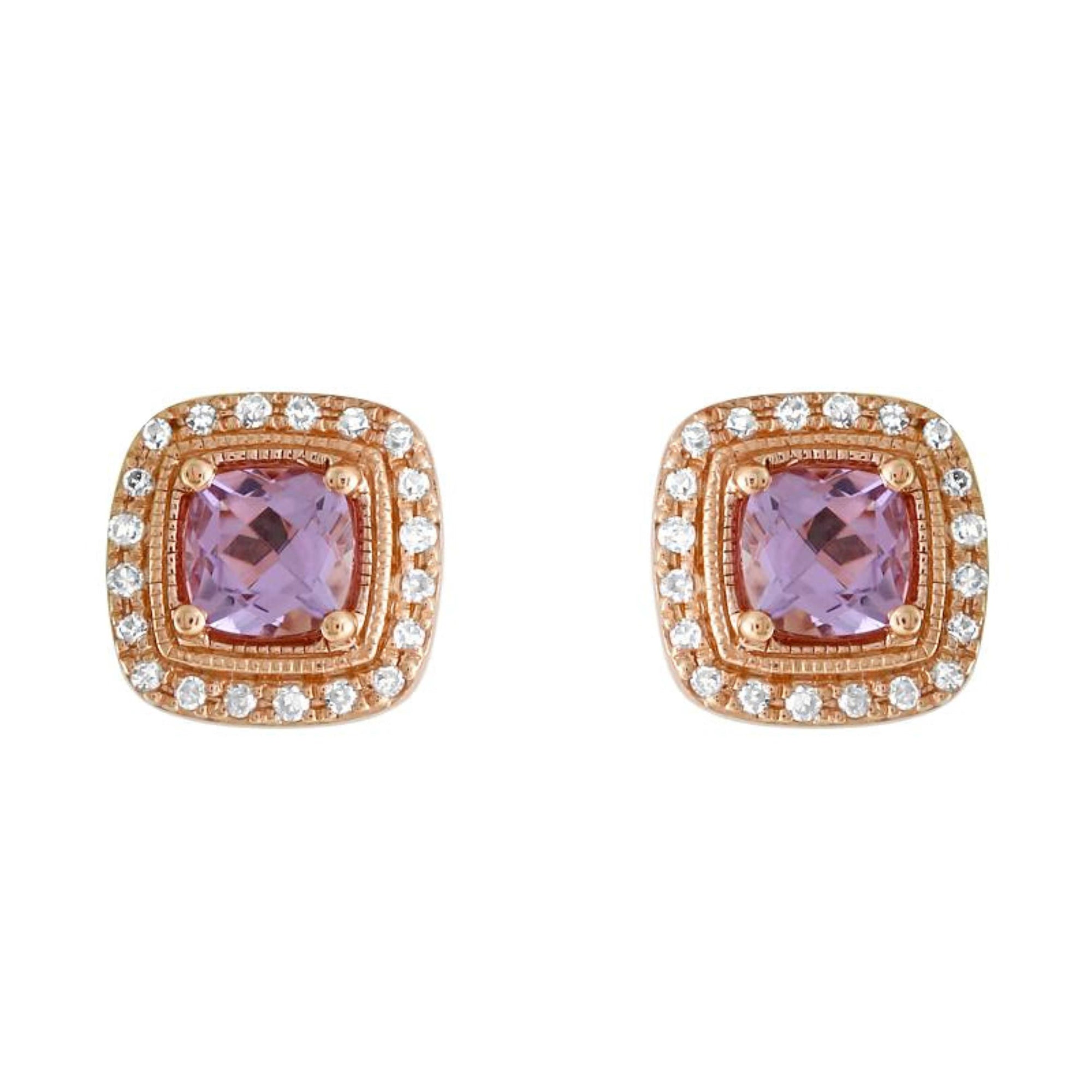 Amethyst Cushion Stud Earrings.