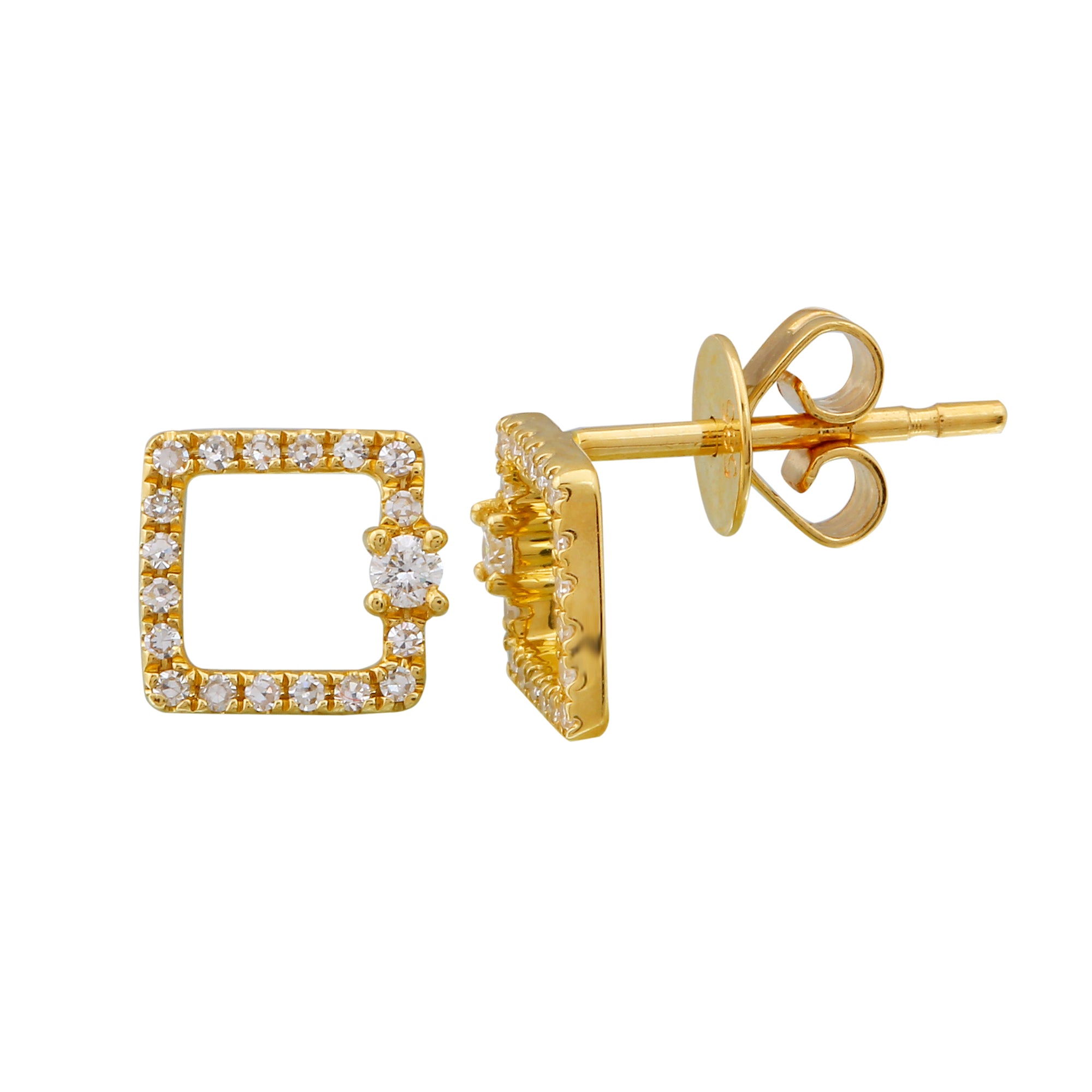 Diamond Open Square Studs.