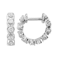 Crown Prong Set Diamond Huggie Earrings.