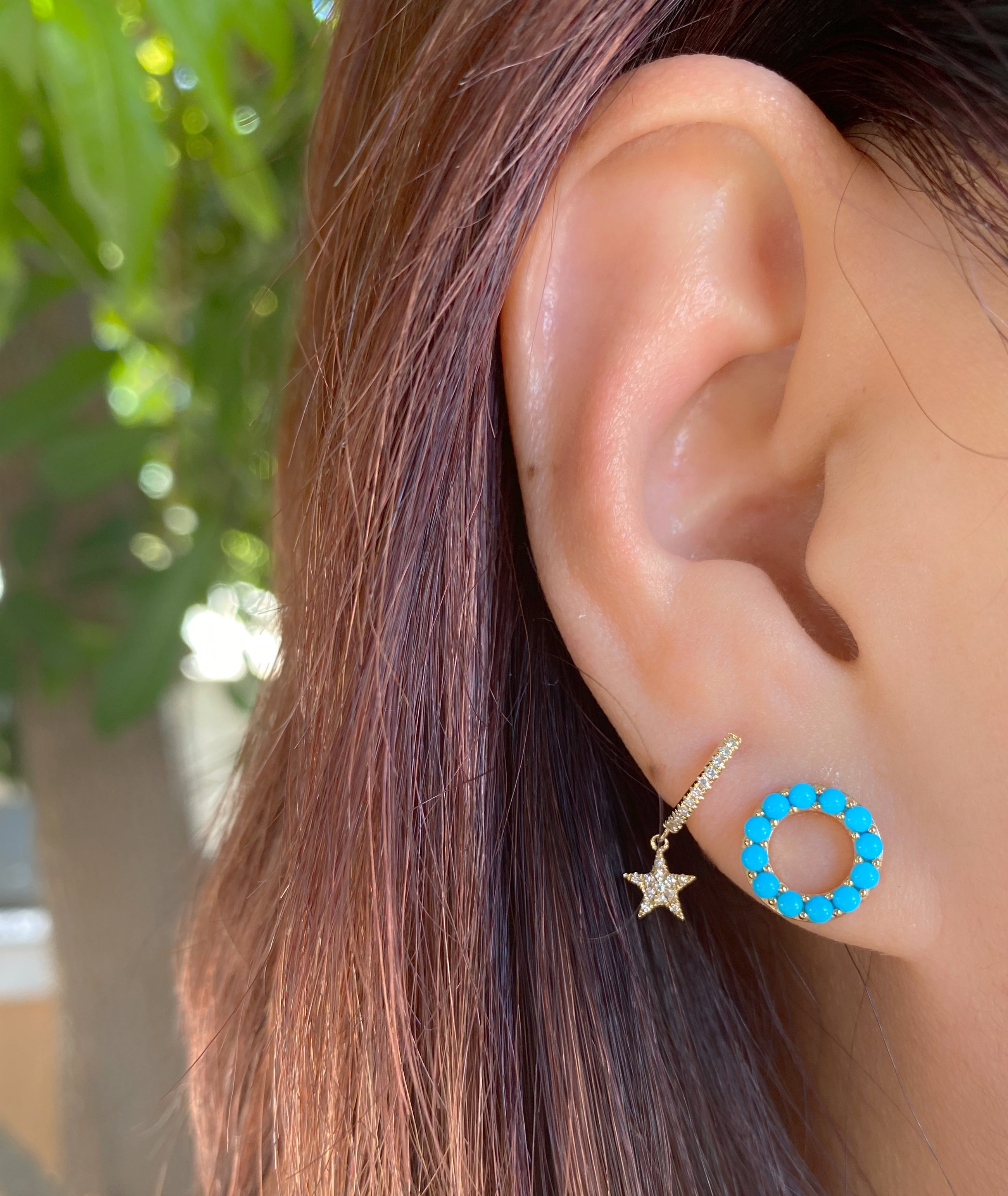Star Dangle Hoops.
