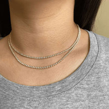 5 Carat Classic Yellow Gold Diamond Tennis Necklace.