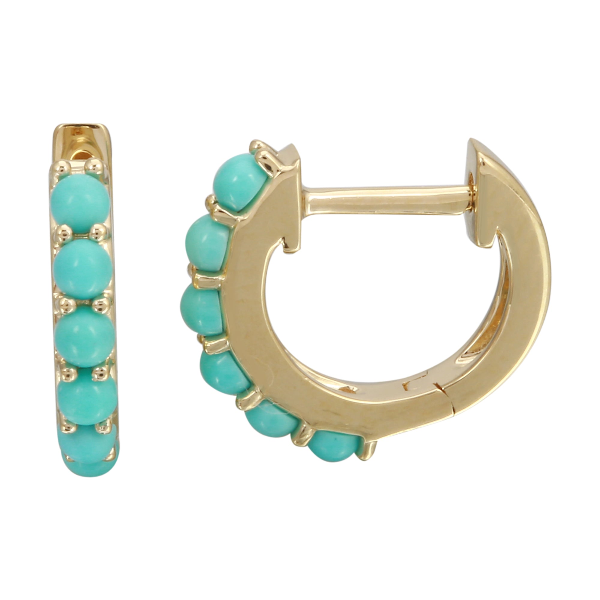 Turquoise Beaded Huggies.