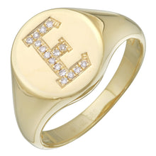 Diamond Initial Signet Ring.