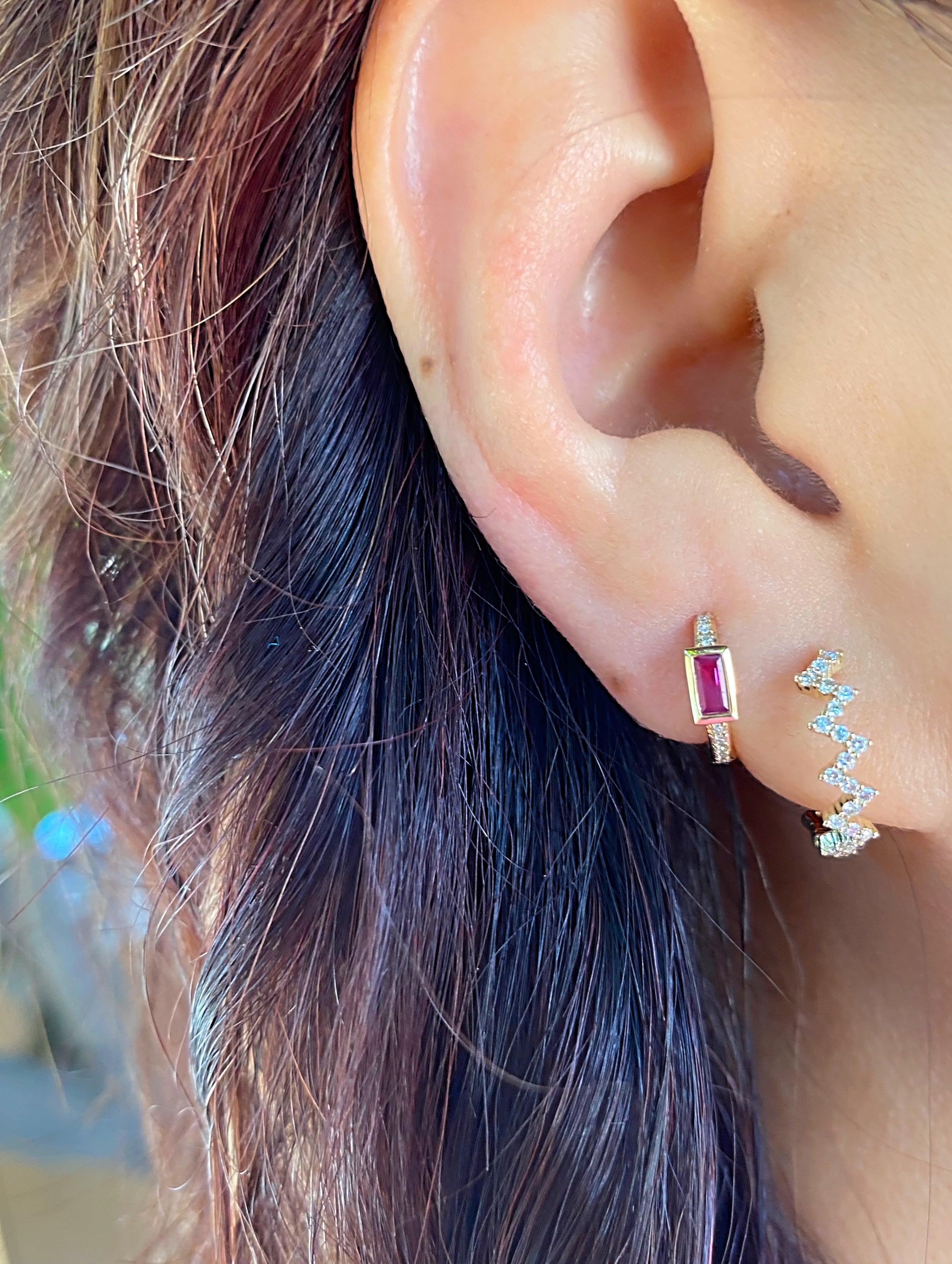 Ruby Baguette Hoops.