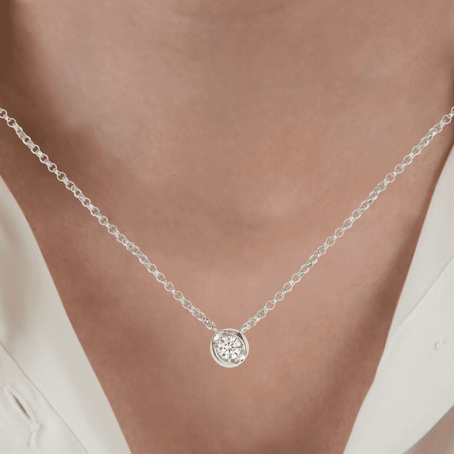 Suspended Diamond Solitaire Necklace.