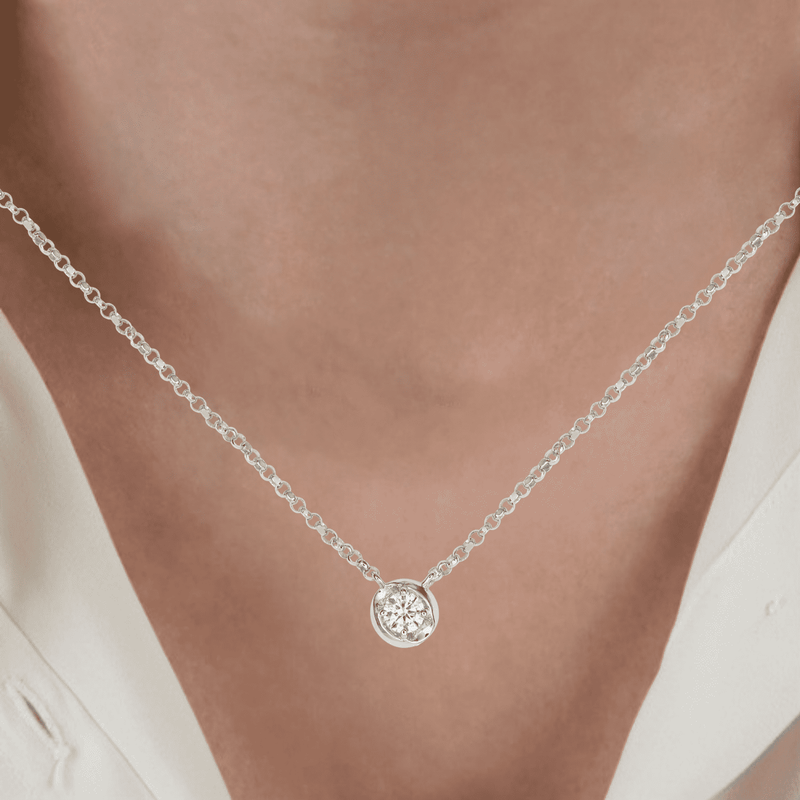 Suspended Diamond Solitaire Necklace.