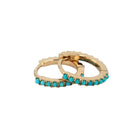 Beaded Turquoise Huggies.