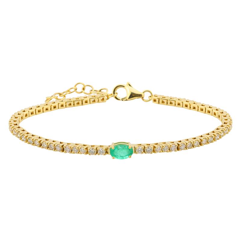 Color Gemstone Accent Diamond Tennis Bracelet.