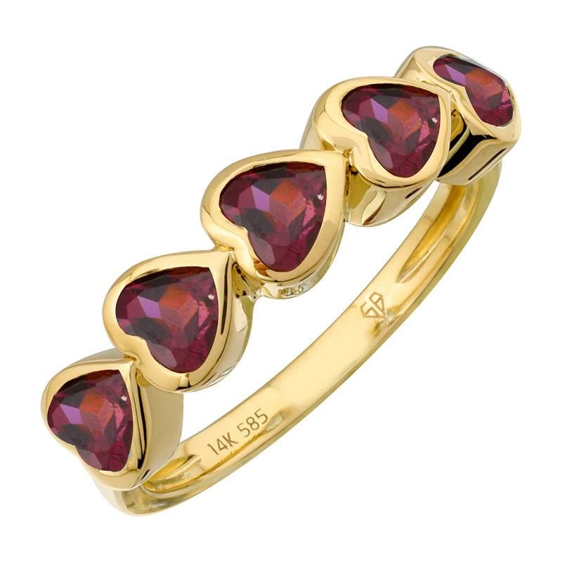 Bezel Gemstone Hearts Ring.