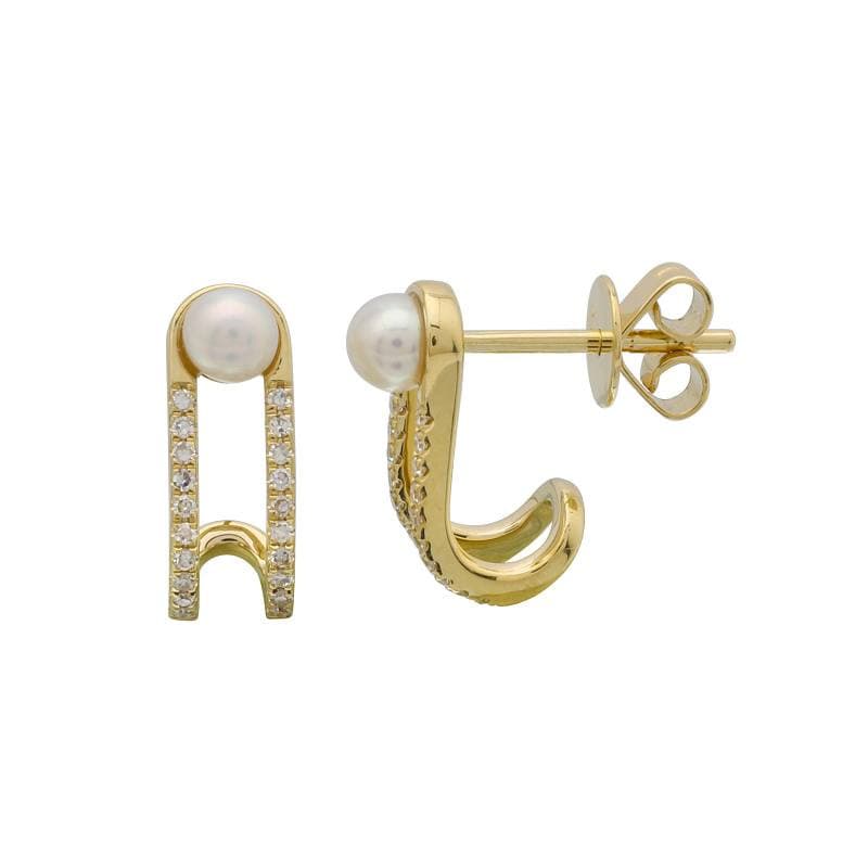 Cage Lobe Pearl Stud Earrings.