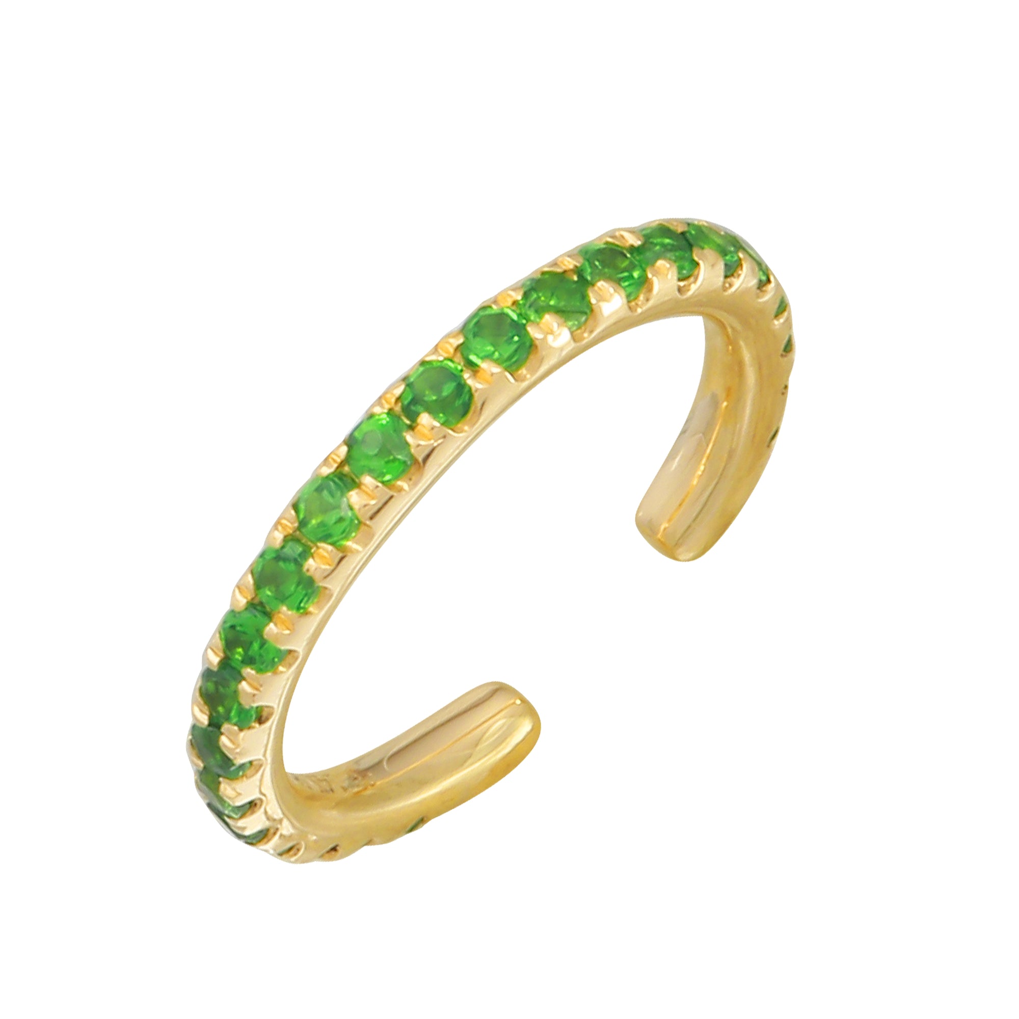 Green Tsavorite Single Ear Cuff.