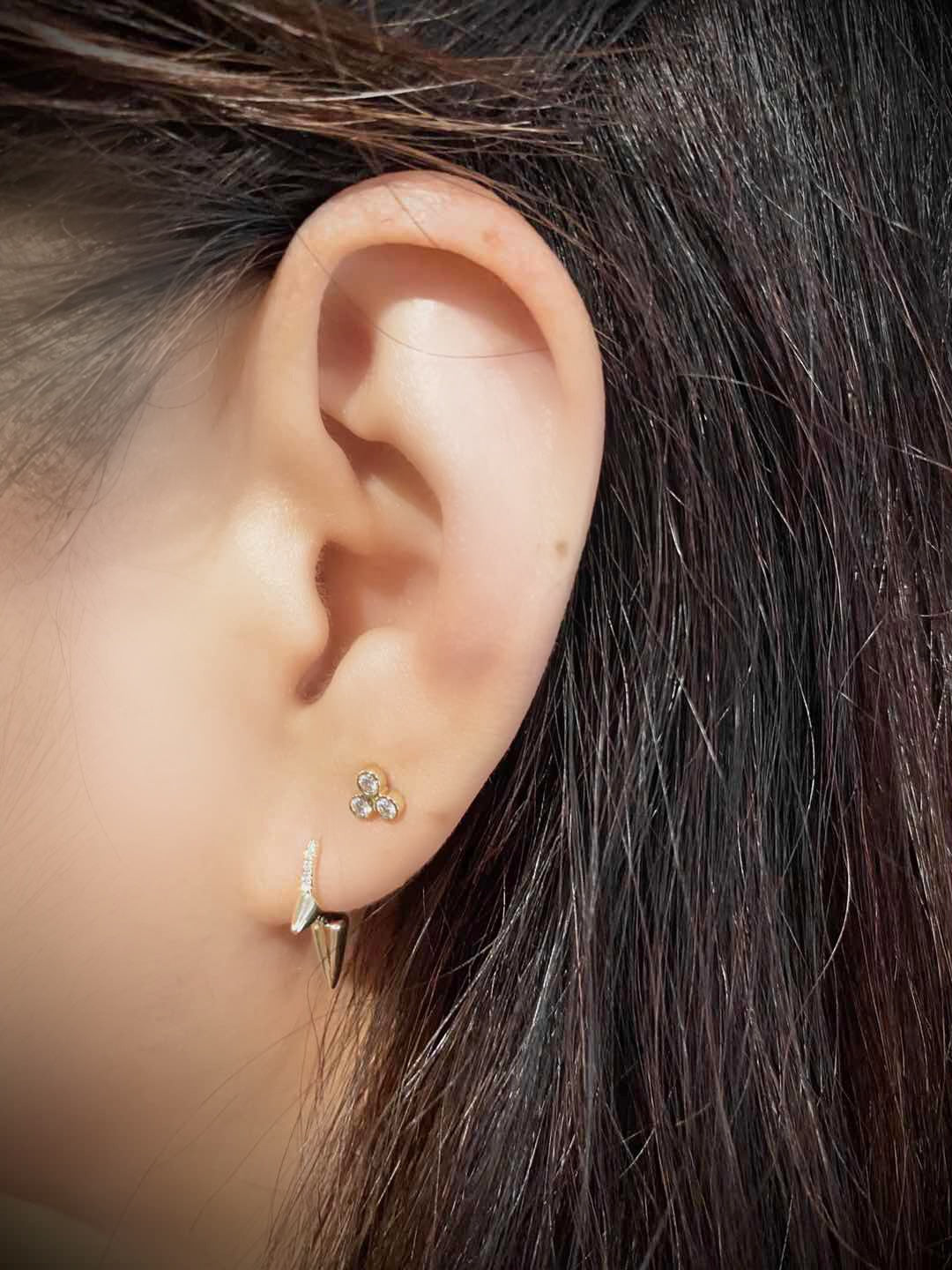 Bezel Trio Stud Earrings.