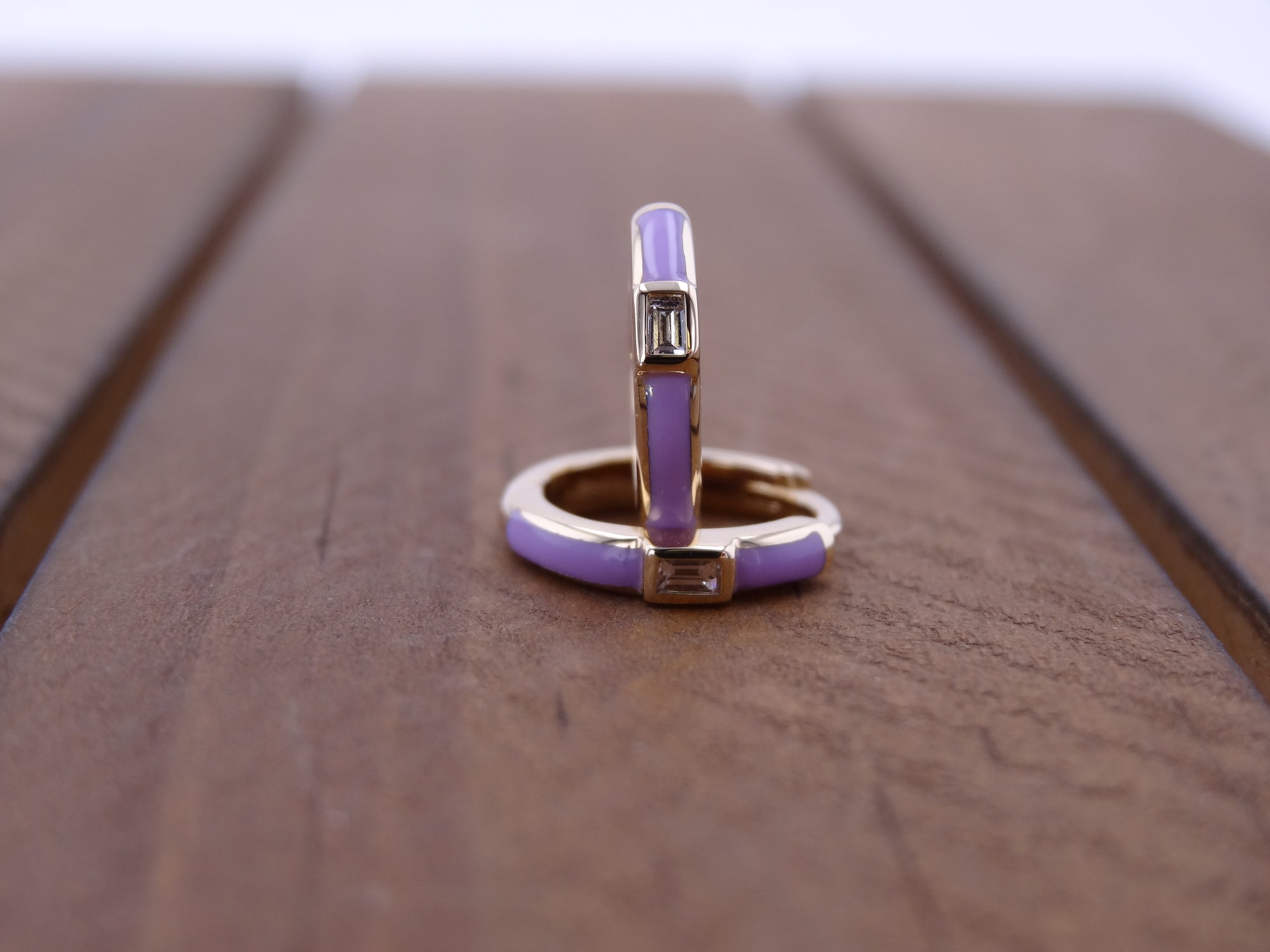 Lavender Baguette Hoops.