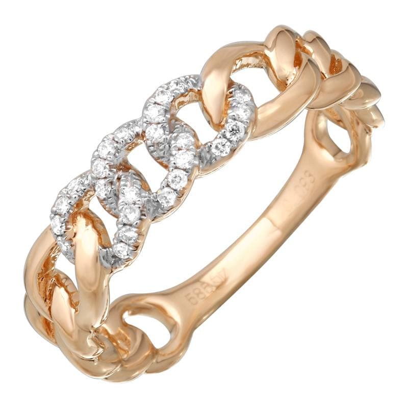 Diamond Cuban Curb Chain Link Ring.