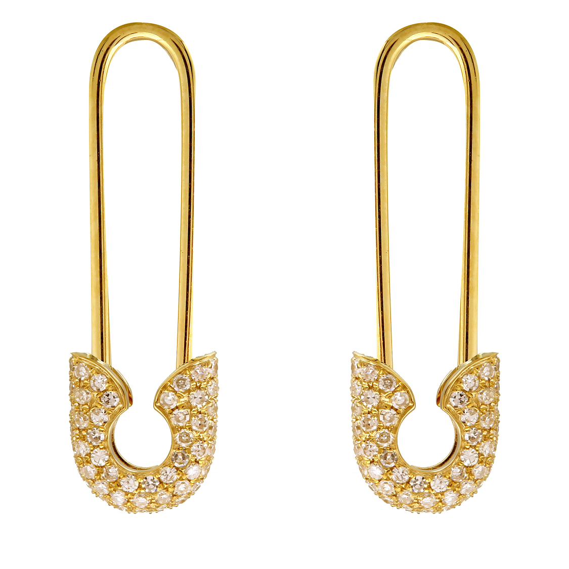 Endless Safety Pin Crawler Earrings.