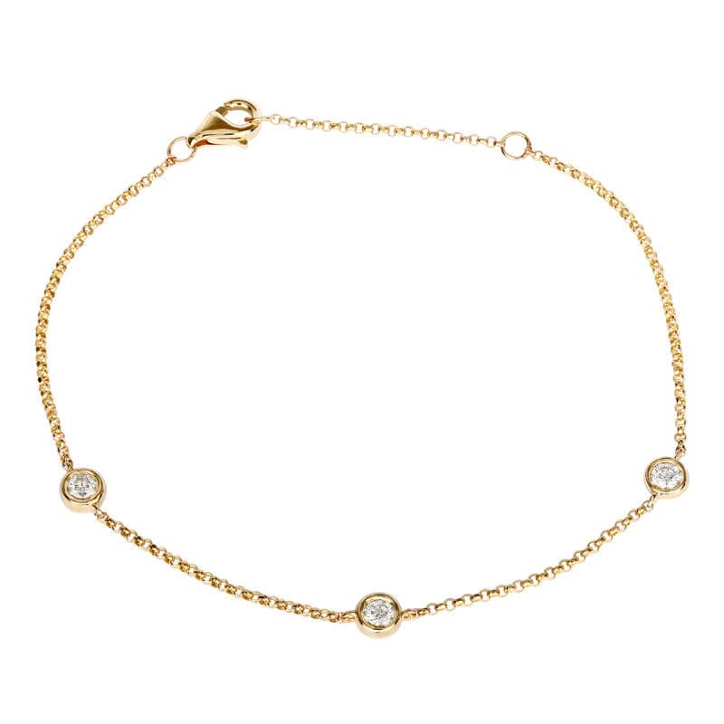 3 Diamond Bezel Spaced Bracelet.