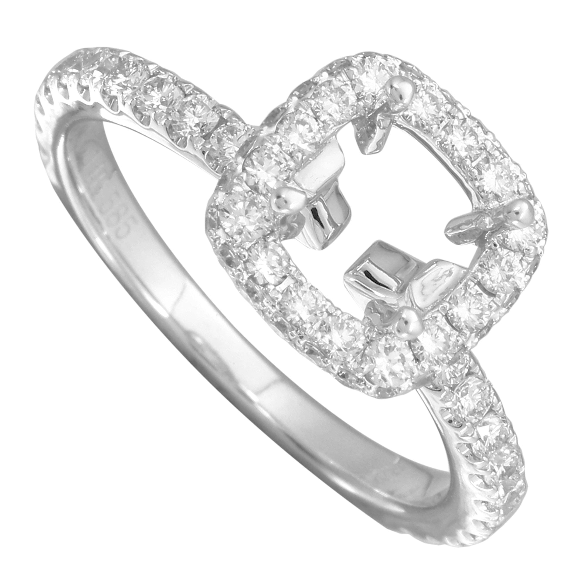 Square Halo Semi-Mount Engagement Ring.