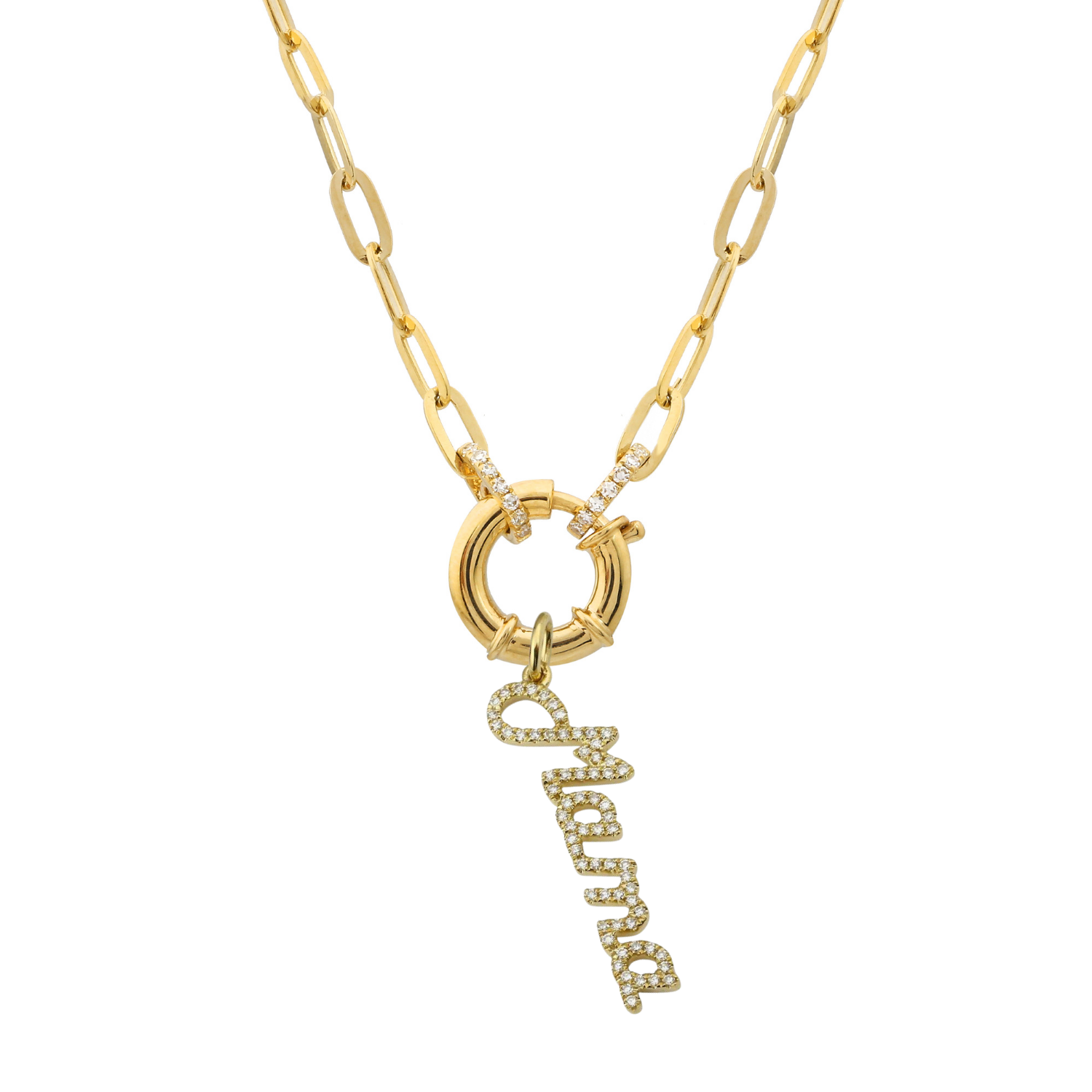 Spring Clasp Pendant Paperclip Necklace.