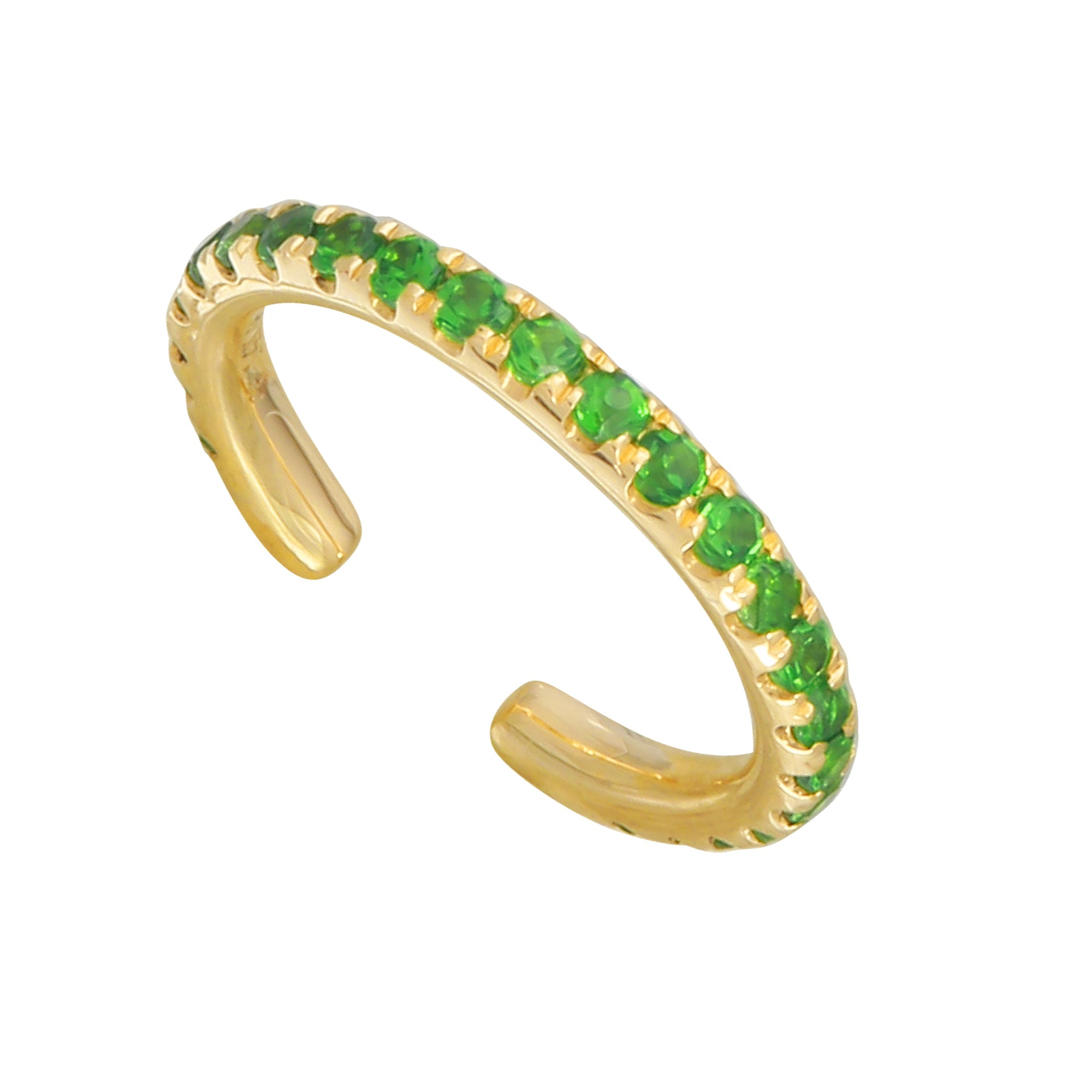 Green Tsavorite Single Ear Cuff.