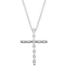 Diamond Bamboo Cross Pendant Necklace.