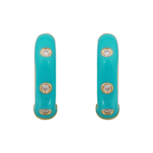 Turquoise Enamel Huggies.