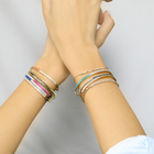 Half Diamond Half Gemstone Bar Charm Link Bracelet.
