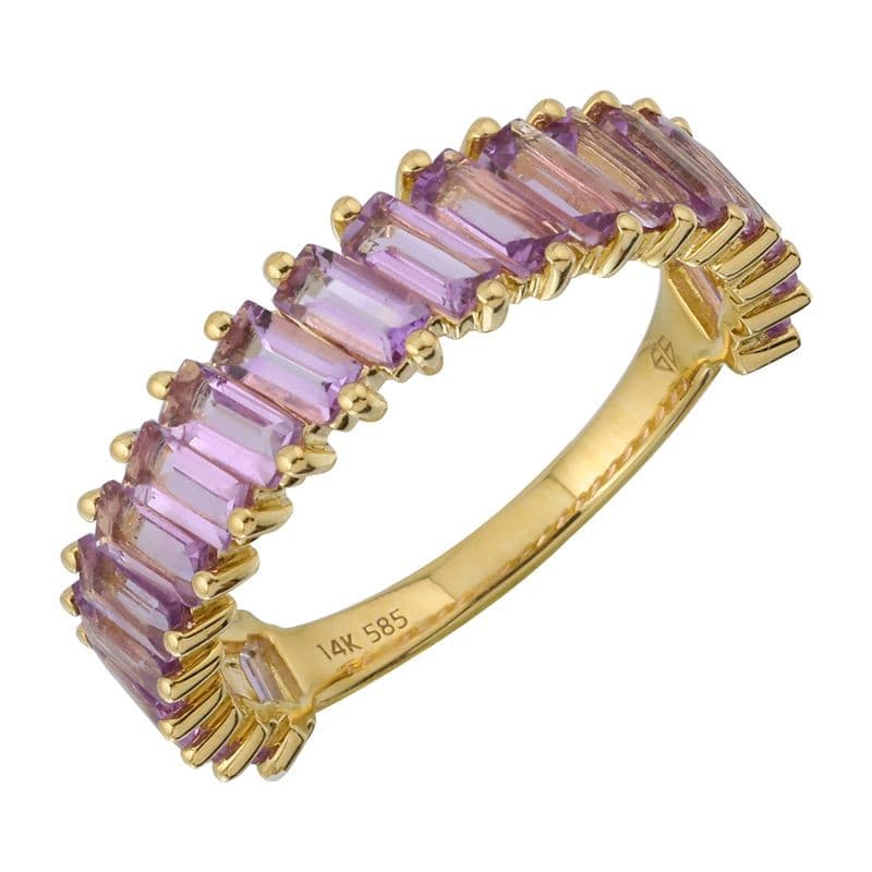 Slanted Baguette Gemstone Ring.