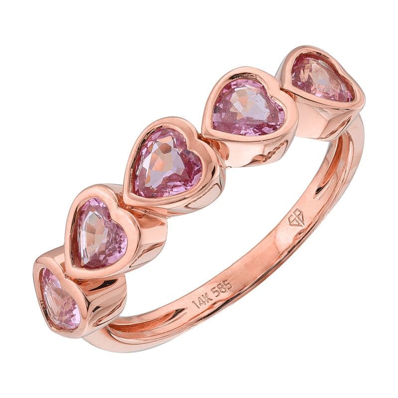 Bezel Gemstone Hearts Ring.