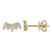 Marquise Baguette Curve Lobe Stud Earrings.