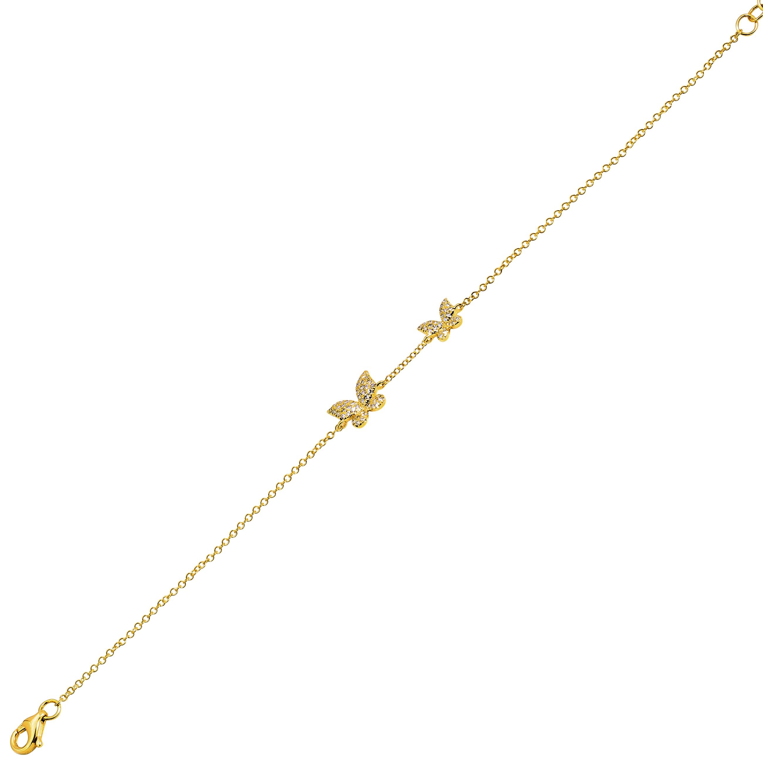 Twin Butterfly Charm Link Bracelet.
