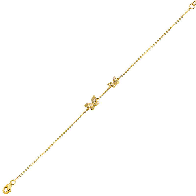 Twin Butterfly Charm Link Bracelet.