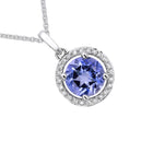 Blue Tanzanite Halo Pendant.