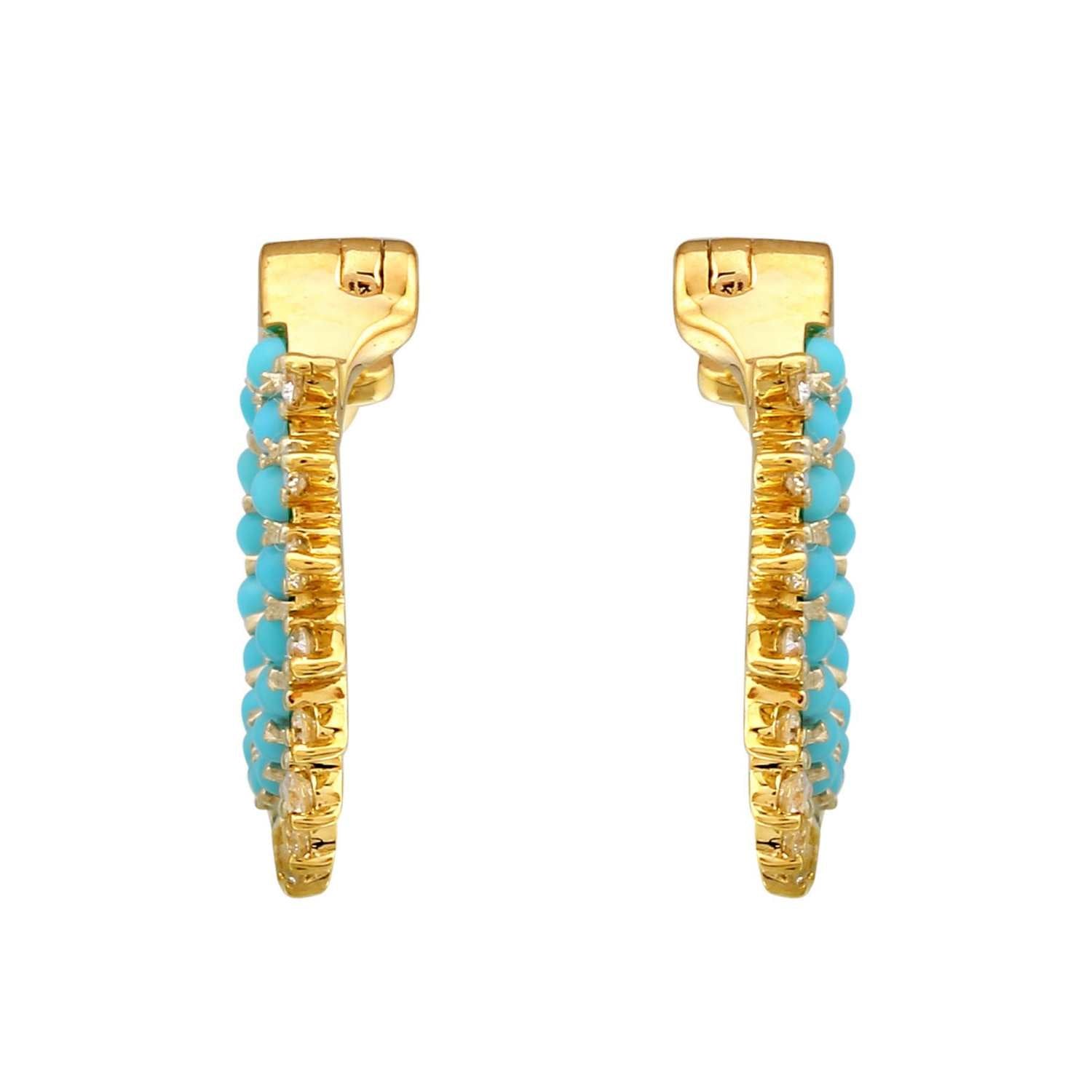 Beaded Turquoise Lace Hoops.