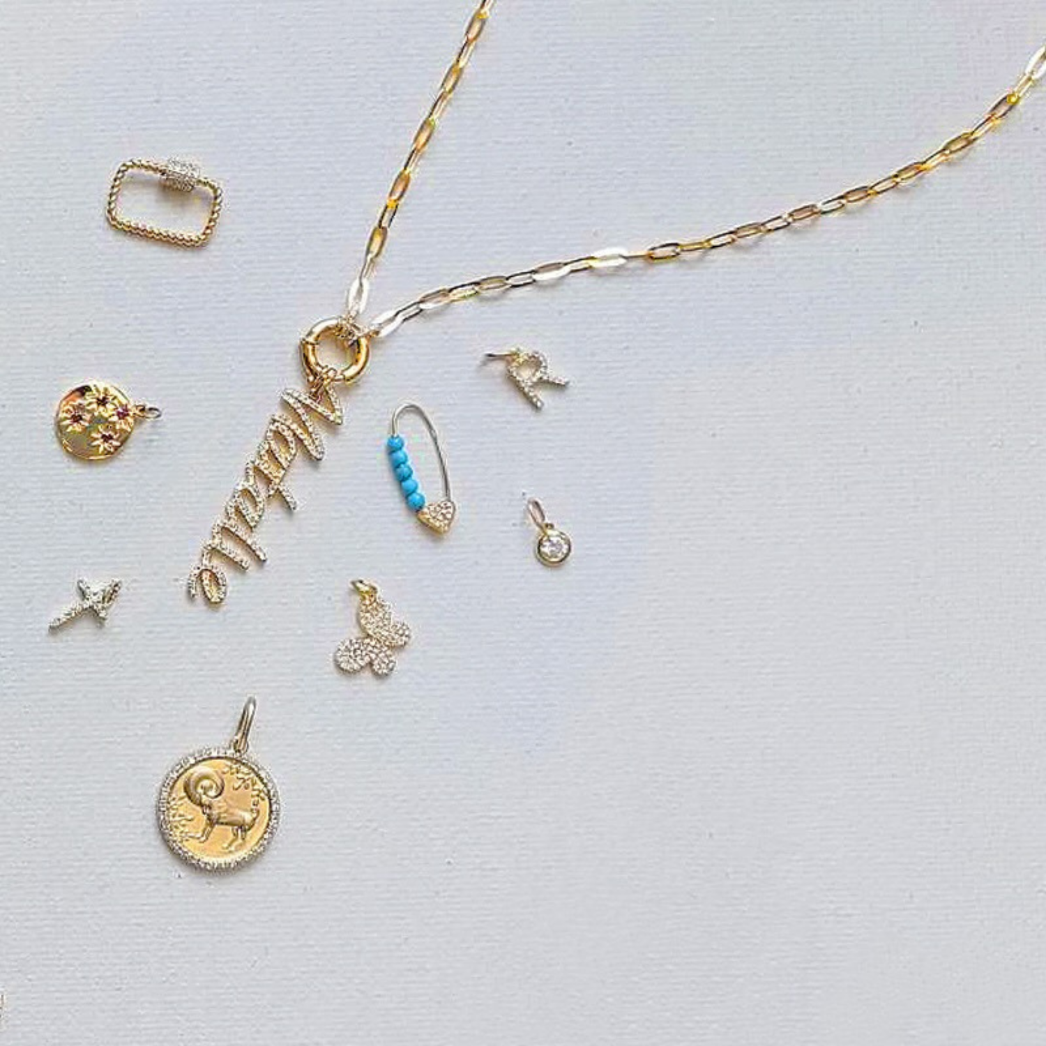 Spring Clasp Pendant Paperclip Necklace.