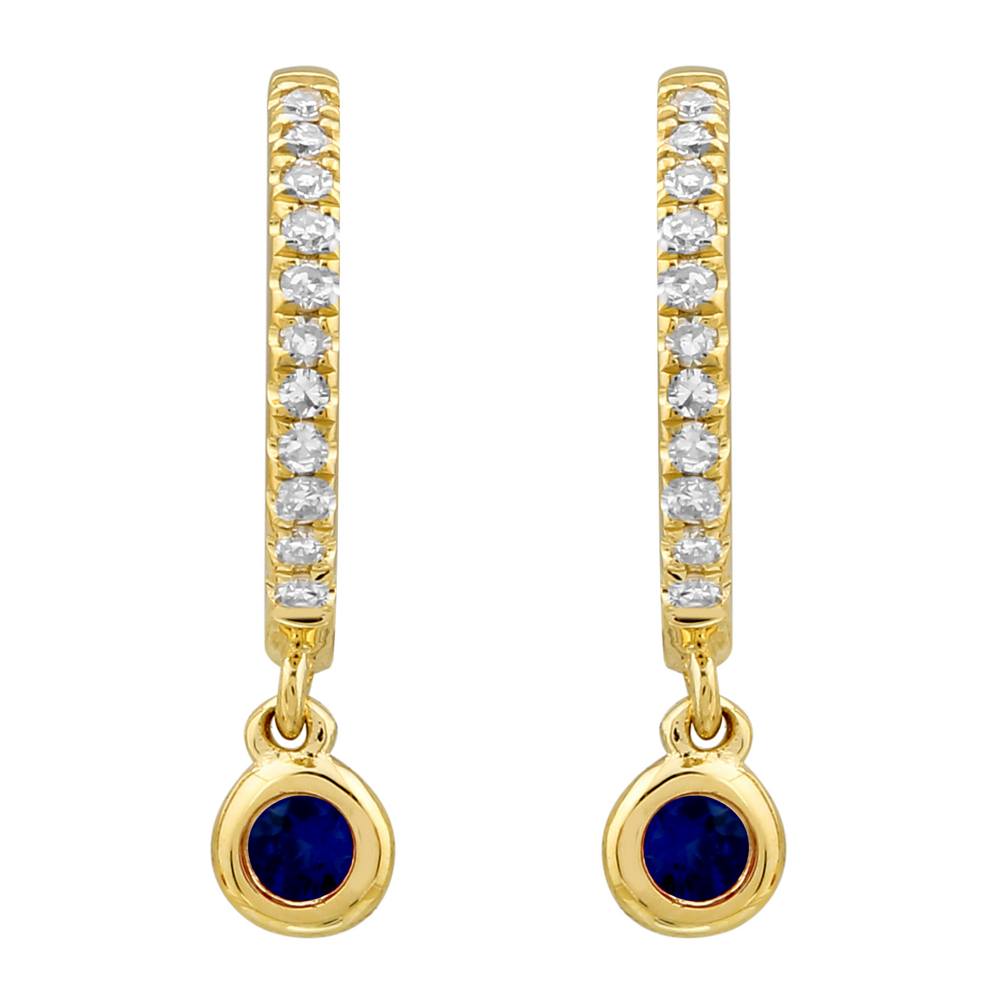 Sapphire Beaded Dangle Hoops.