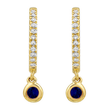 Sapphire Beaded Dangle Hoops.